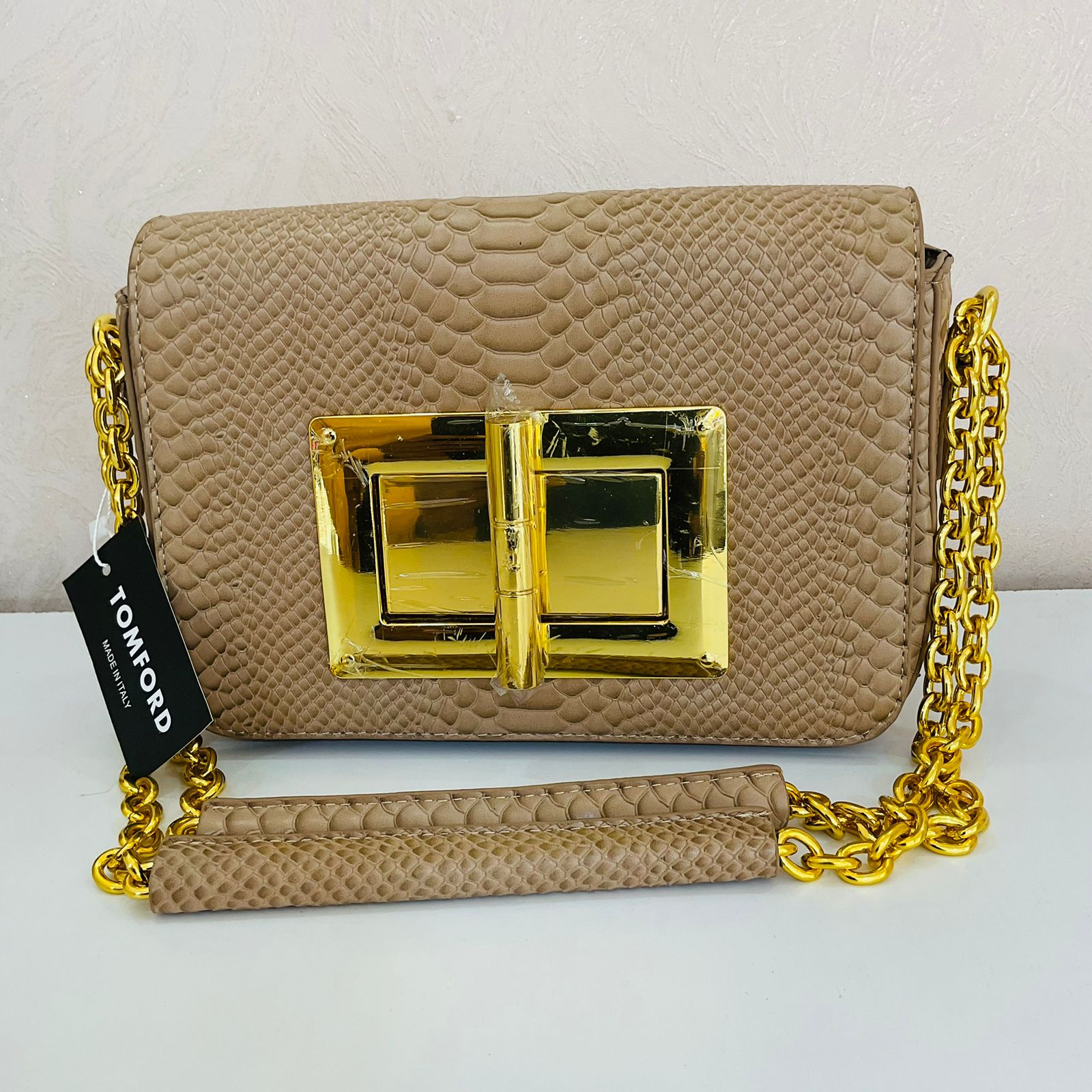 TAN TEXTURED BAG- Tomford