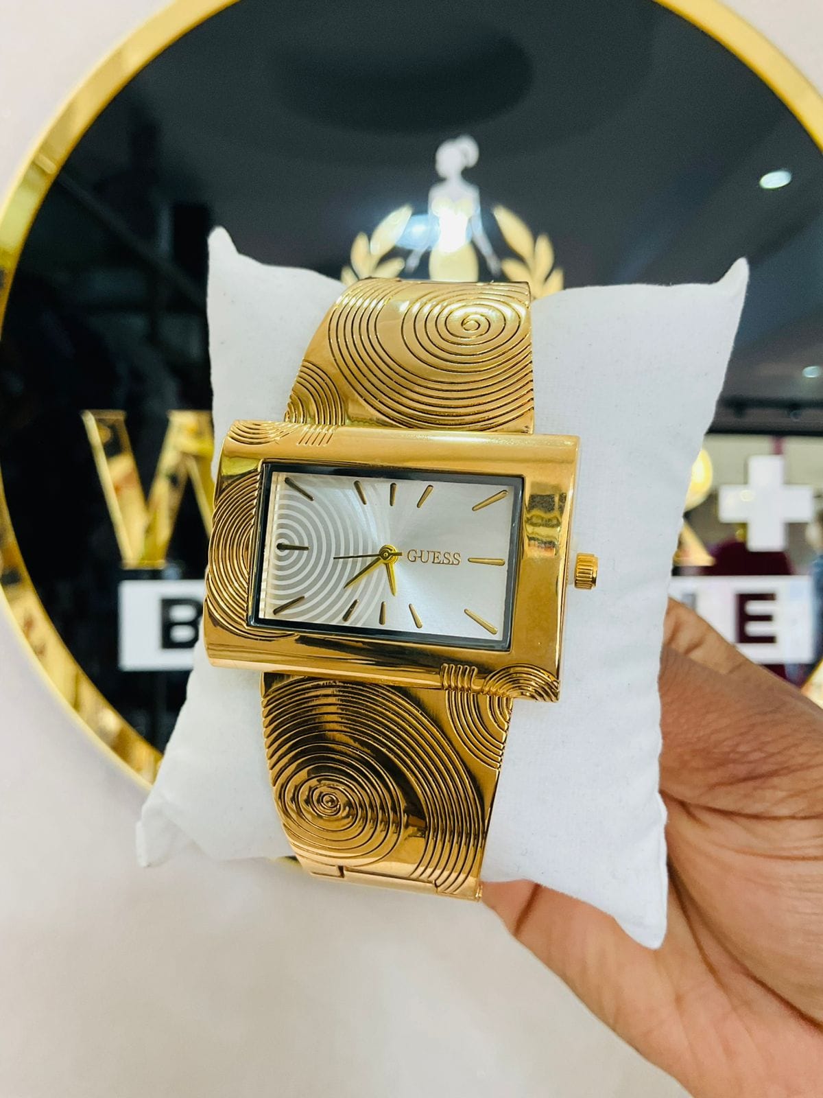 GUESS SILVER WATCH- GOLDEN STRAPS