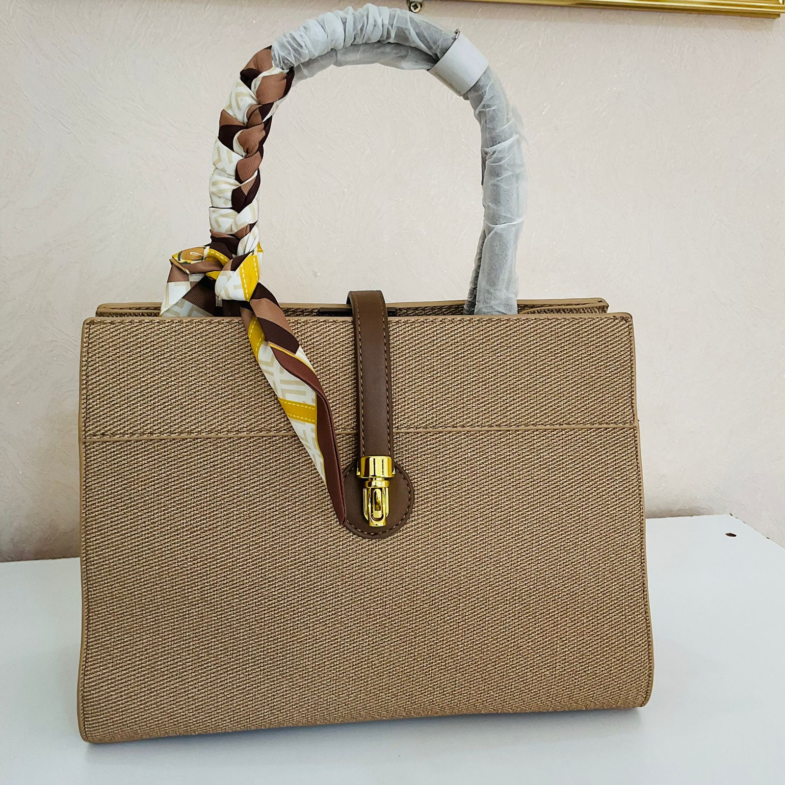 TAN TEXTURED BAG- SCAFLED