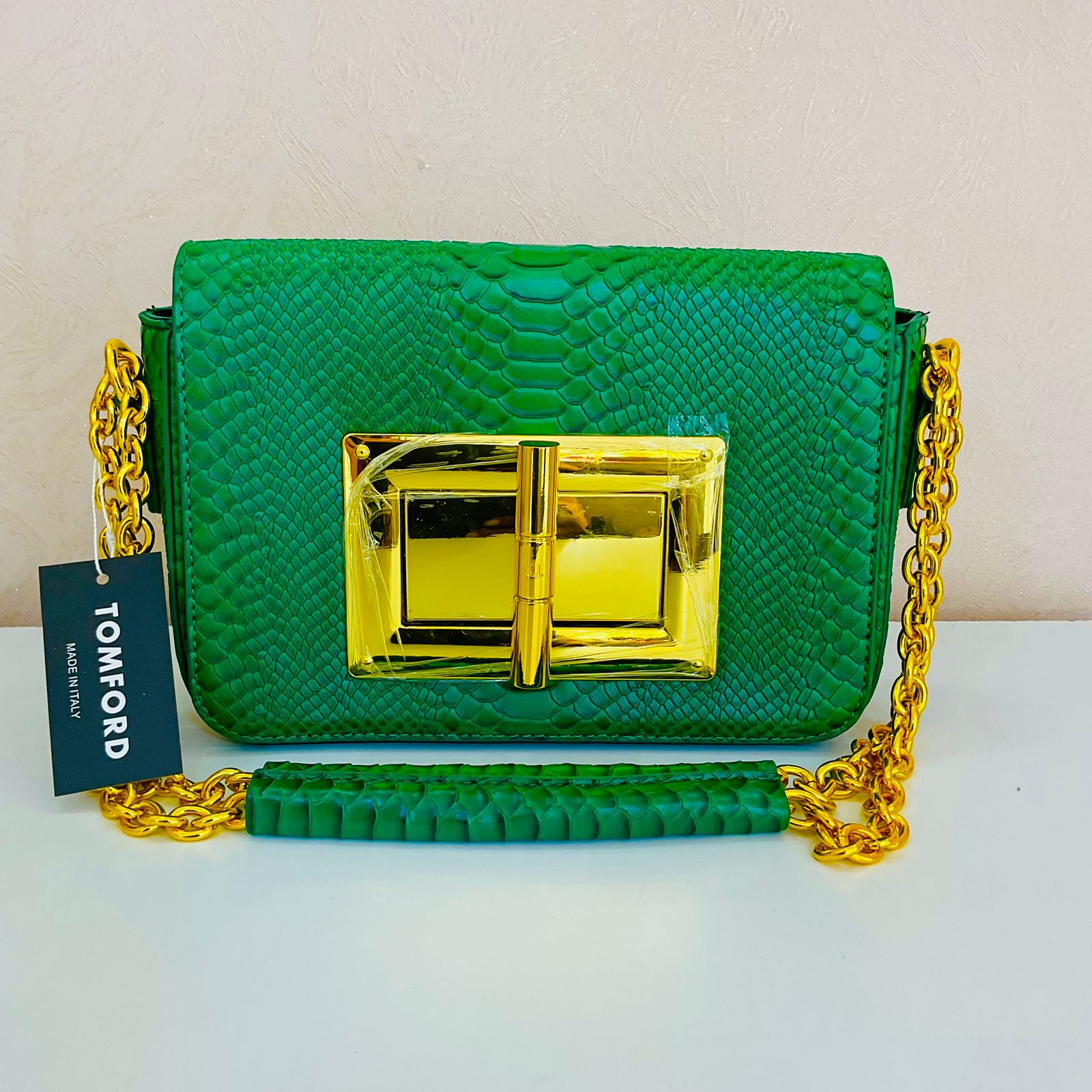 EMERALD GREEN TEXTURED BAG- tomford
