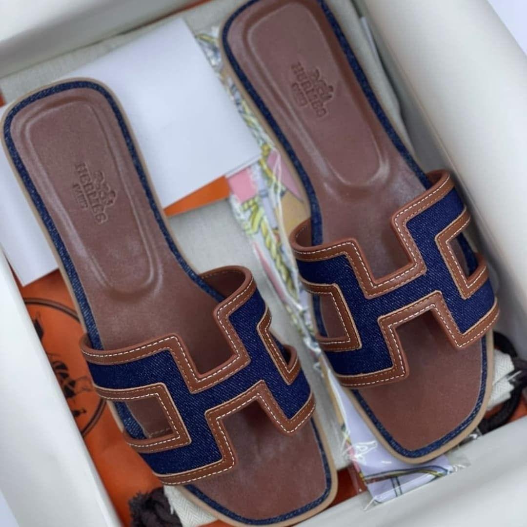 BROWN LEATHER SANDALS-Hermes