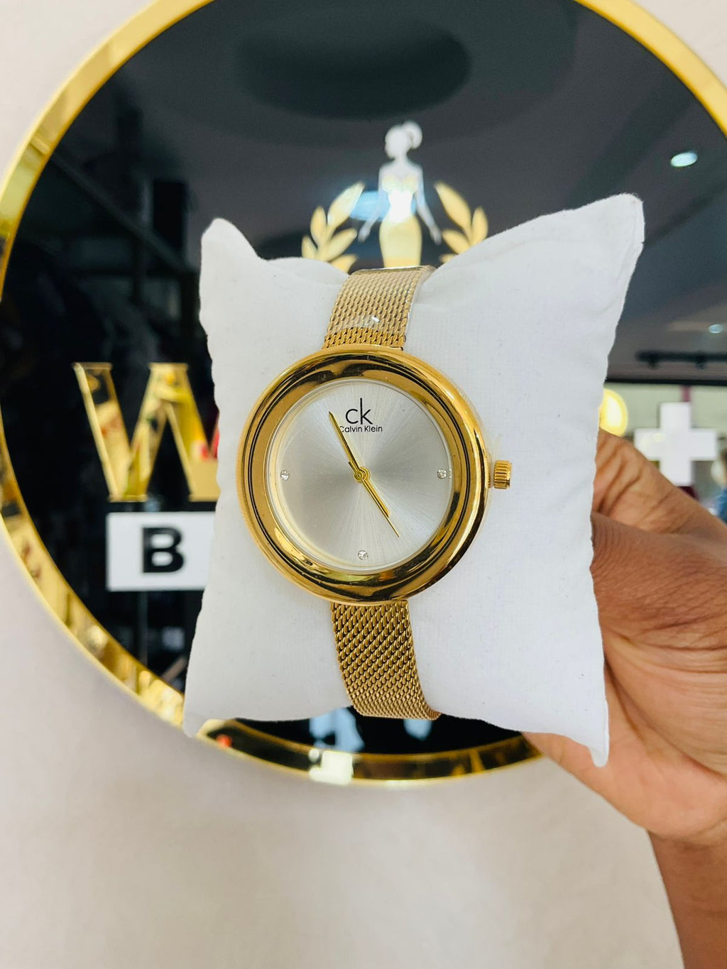SILVER CK WATCH- GOLD STRAPS