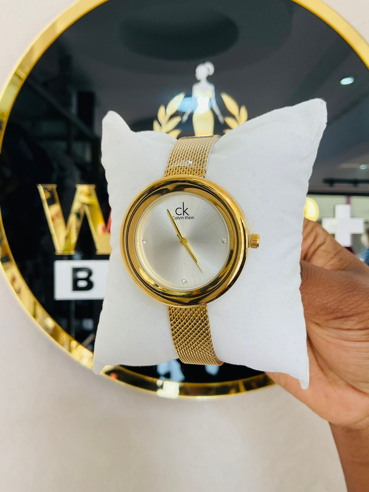 SILVER CK WATCH- GOLD STRAPS