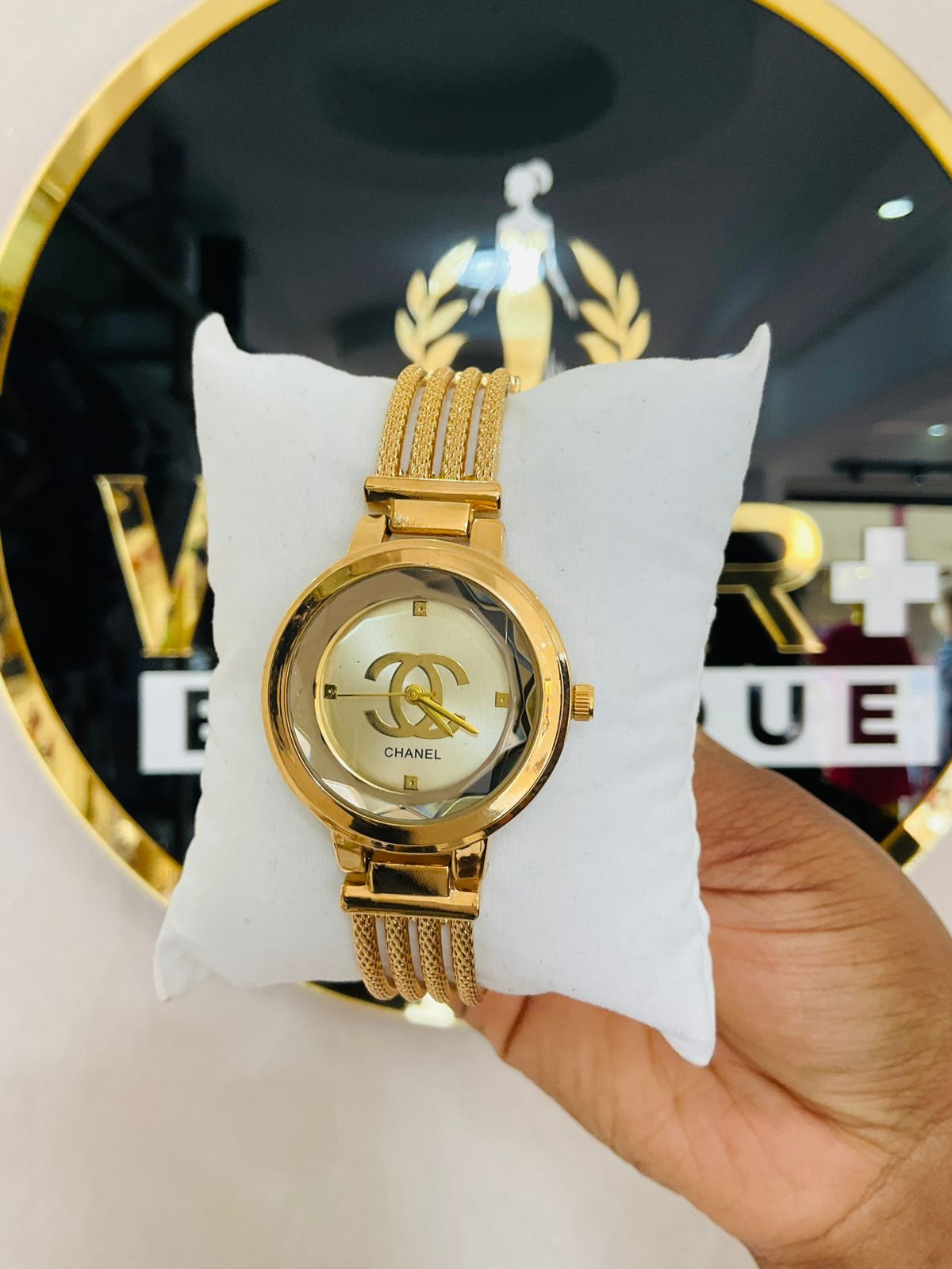 CHANNEL SILVER WATCH- GOLDEN STRAPS