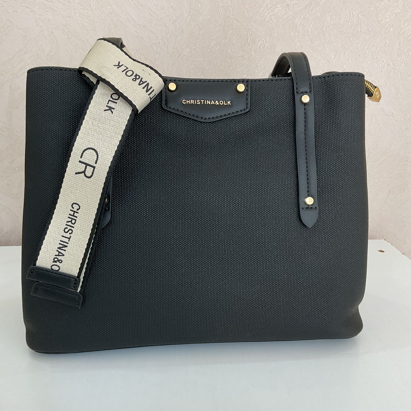 BLACK LEATHER BAG- christina&olk